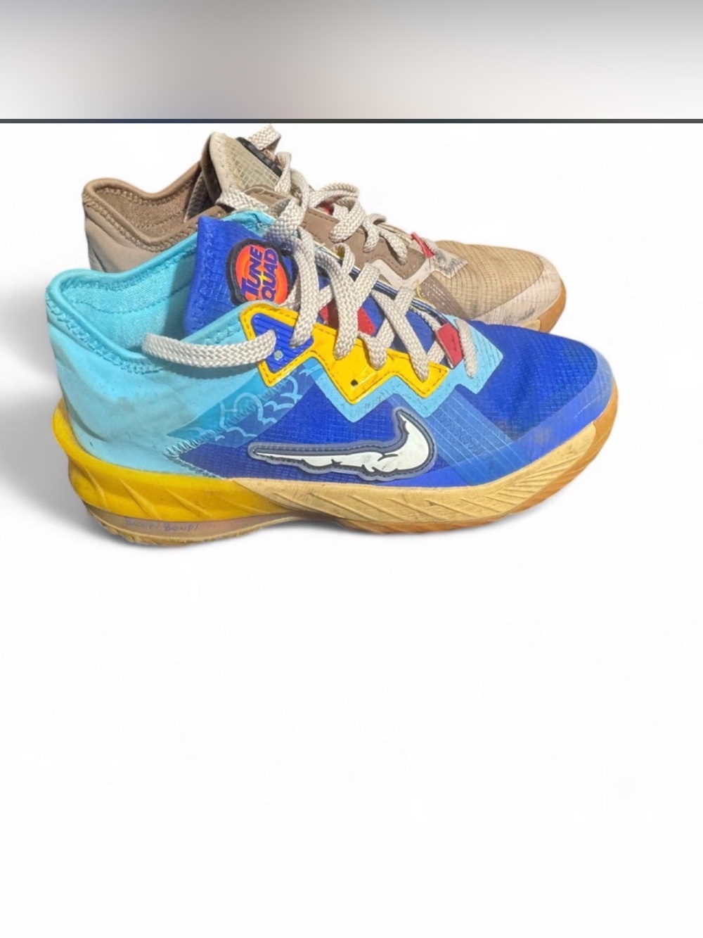 Nike Kids Blue Aqua and Yellow Basketball Sneakers